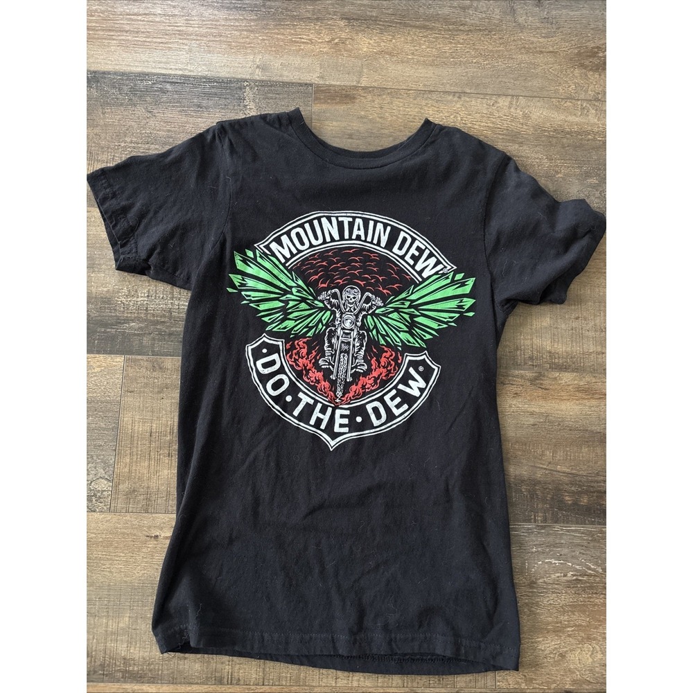 RARE MOUNTAIN DEW MOTORCYCLE CLUB BLACk SHIRT Small BIKER